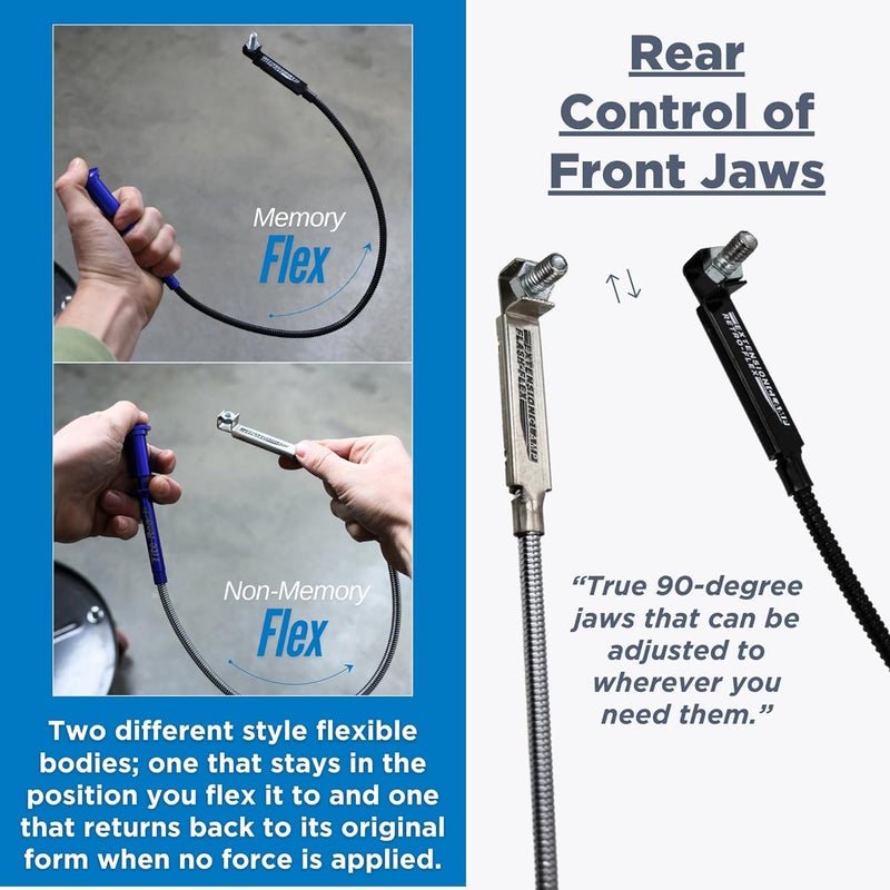 TITE-REACH Flexible Extension Clamp Combo Pack – Retro-Flex (Memory-Flex) & Flash-Flex (Spring-Back) Mini Vise Tools, 24" Nut & Bolt Holders for Tight Space Retrieval - Image 3
